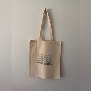 Hand Embroider Shop Local Aesthetic Gift Farmers Market Cottage Canvas Tote Bag